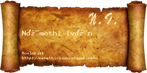 Némethi Iván névjegykártya