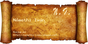 Némethi Iván névjegykártya